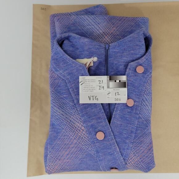 VTG Kay Windsor Retro Purple Plaid Bell Sleeve Top L/XL 566 - Picture 9 of 10